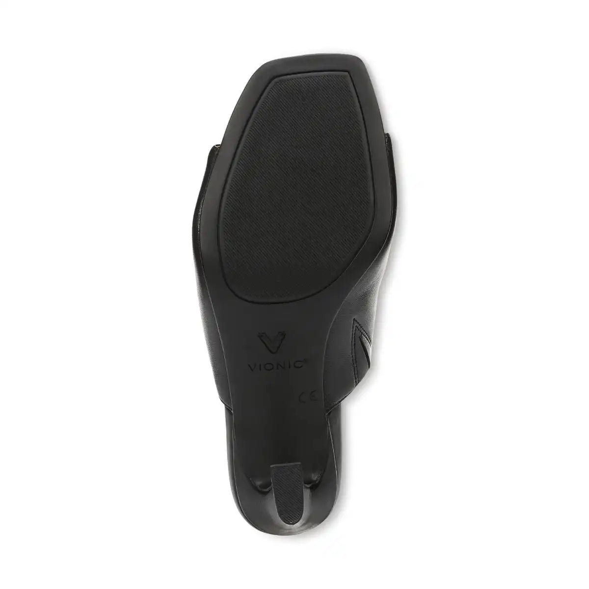 Charlie Heeled Slide Sandal Black Leather