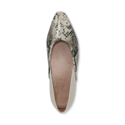 Gracia Ballet Flat Cream Snake Print Leather