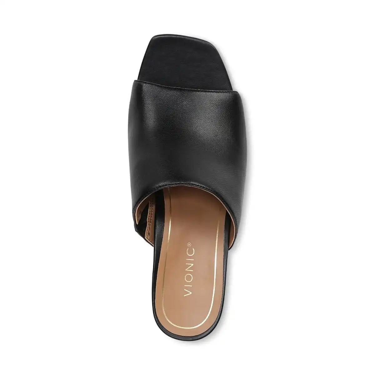 Charlie Heeled Slide Sandal Black Leather