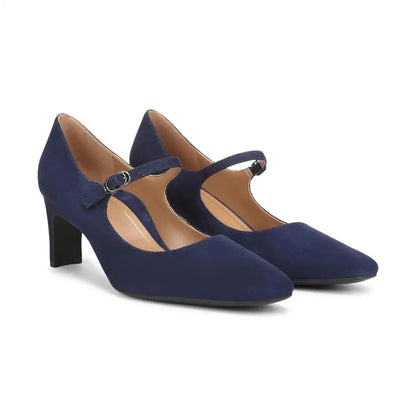 Samira Mary Jane Dress Heel Navy Blazer Suede