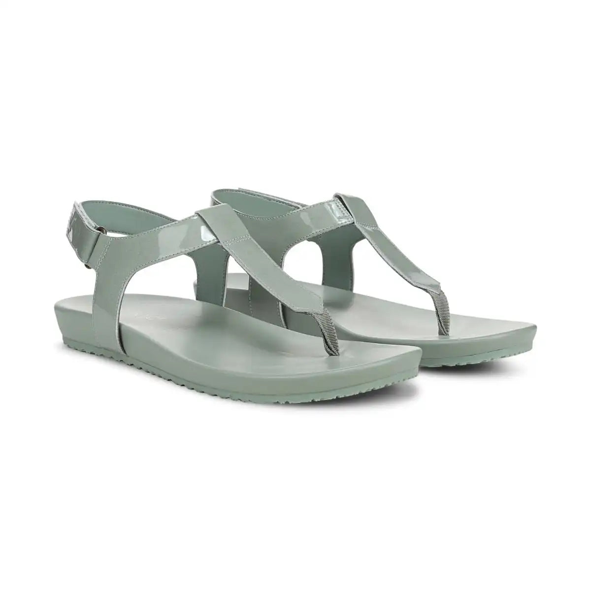 Palisades Toe Post Ankle Strap Sandal Iceberg Green Patent
