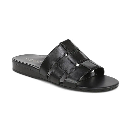 Glendora Slide Sandal Black Leather