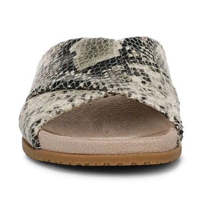 Etna Slide Sandal Cream Snake Print Leather