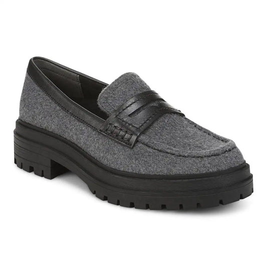 Georgia Lug Sole Loafer Dark Grey Wool Flannel