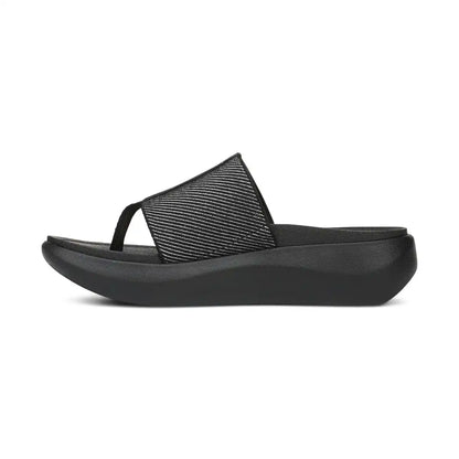 Beach Aqua Platform Toe Post Sandal Black
