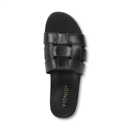 Glendora Slide Sandal Black Leather