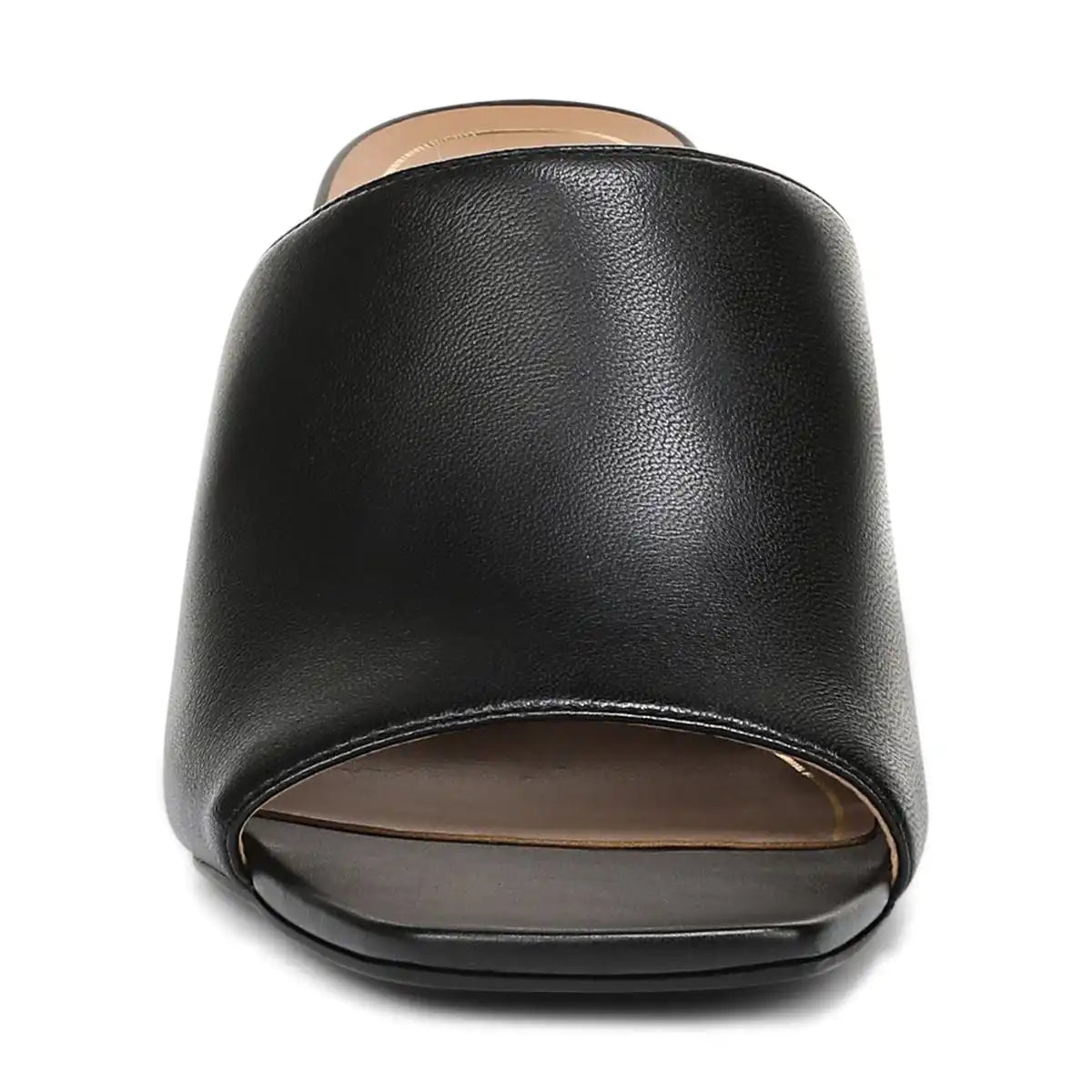 Charlie Heeled Slide Sandal Black Leather