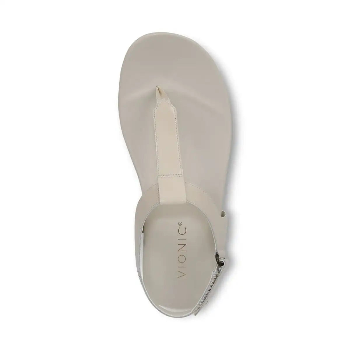 Palisades Toe Post Ankle Strap Sandal Cream Patent