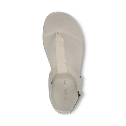 Palisades Toe Post Ankle Strap Sandal Cream Patent