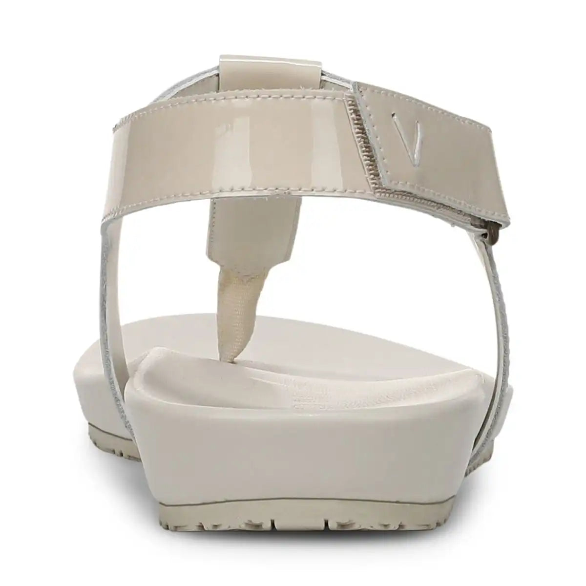 Palisades Toe Post Ankle Strap Sandal Cream Patent