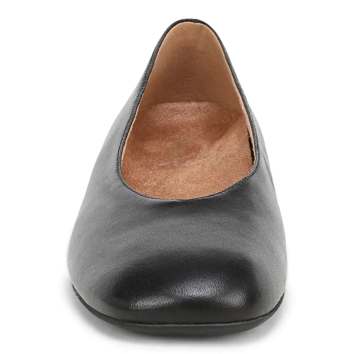 Petra Heeled Ballet Flat Black Leather