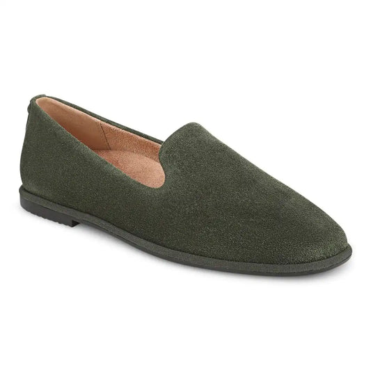 Willa 2.0 Slip on Flat Olive Moss Suede