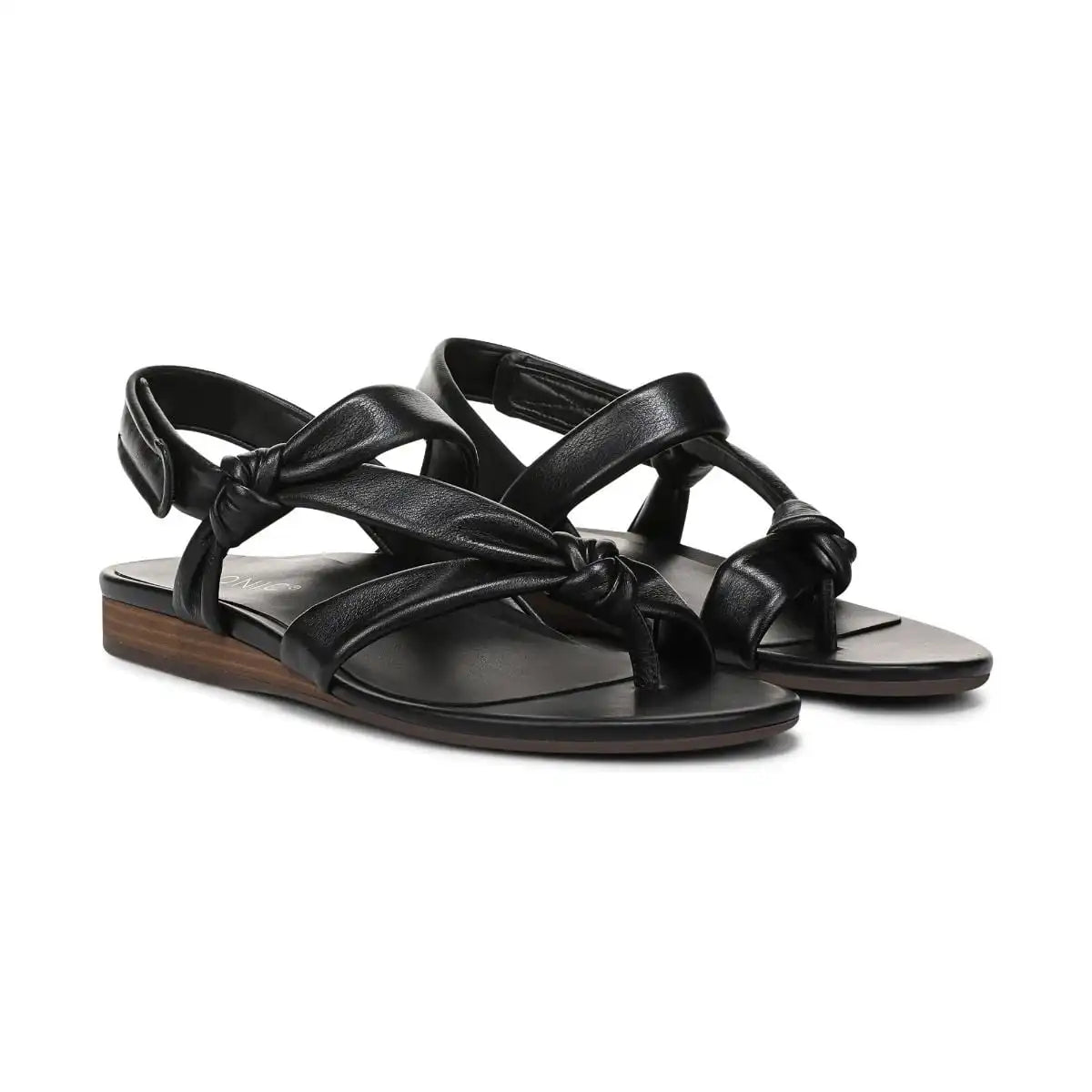 Geneva Strappy Toe Post Sandal Black Leather