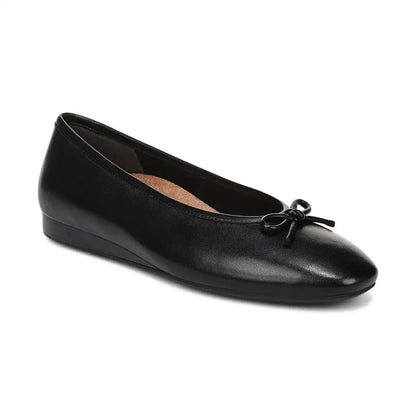 Larissa Wedge Flat Black Leather