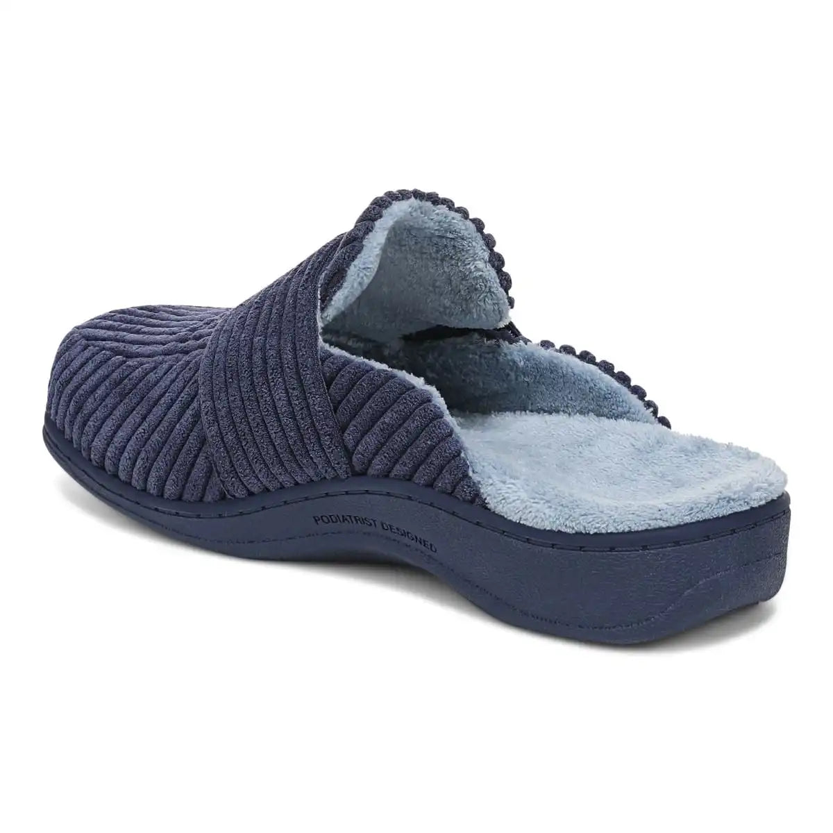Gemma II Mule Slippers Navy Velvet Corduroy