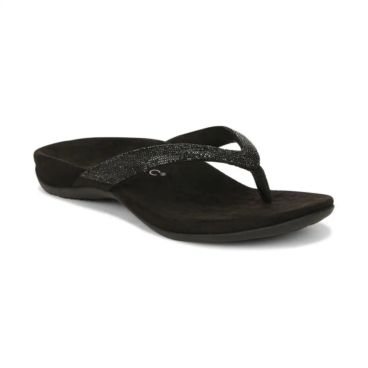 Dillon Shine Toe Post Sandal Black