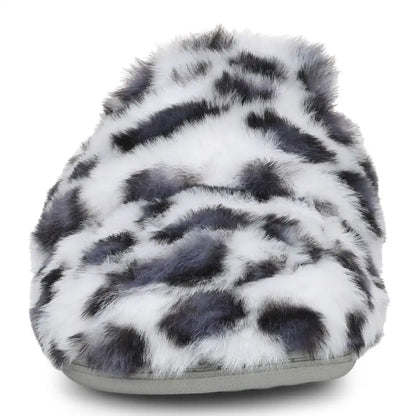 Gemma II Mule Slippers White Leopard Print Fur