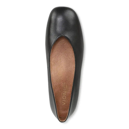 Petra Heeled Ballet Flat Black Leather