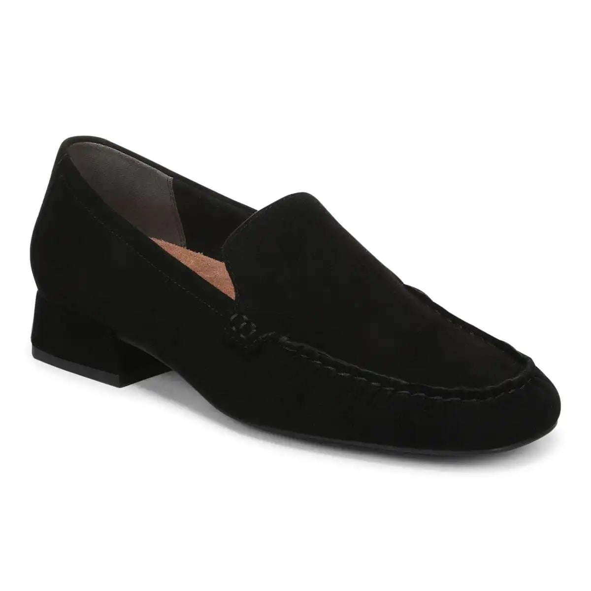 Pilar Heeled Loafer Black Suede