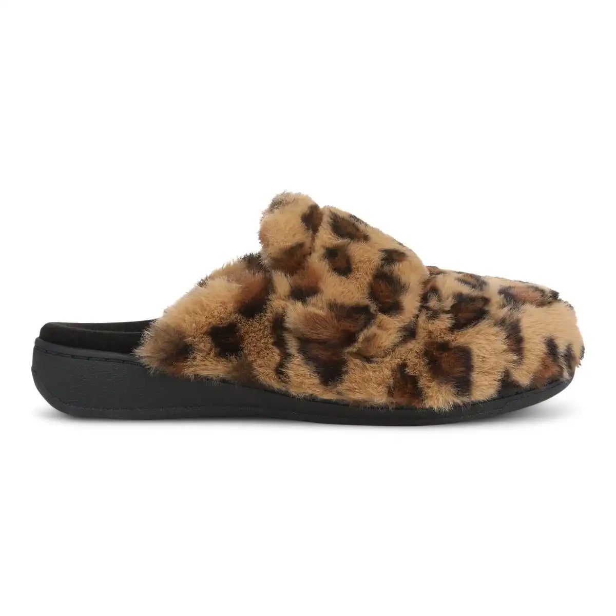 Gemma II Mule Slippers Brown Leopard Print Fur