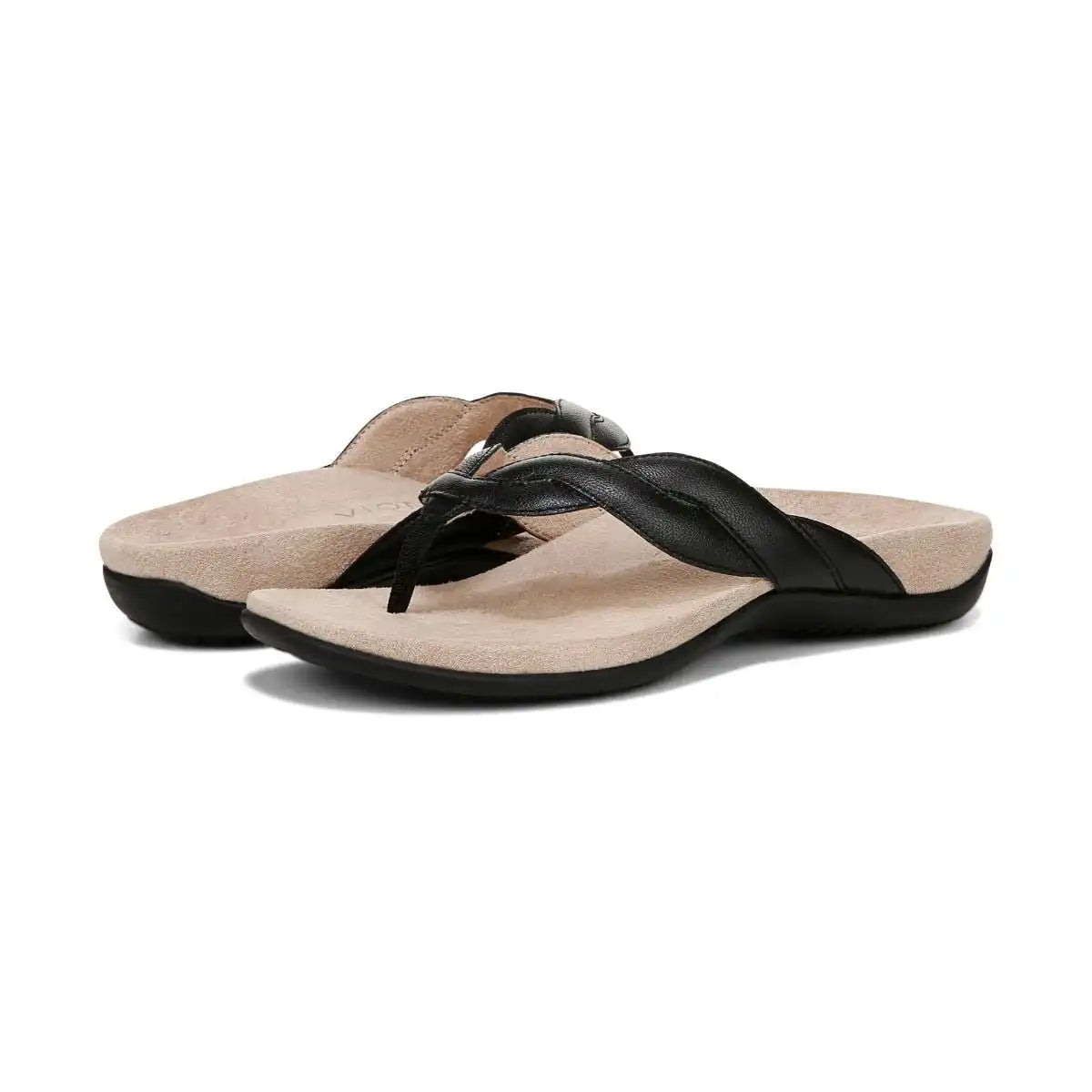 Bella Braid Toe Post Sandal Black Nappa