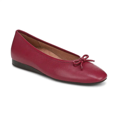 Larissa Wedge Flat Tibetan Red Leather