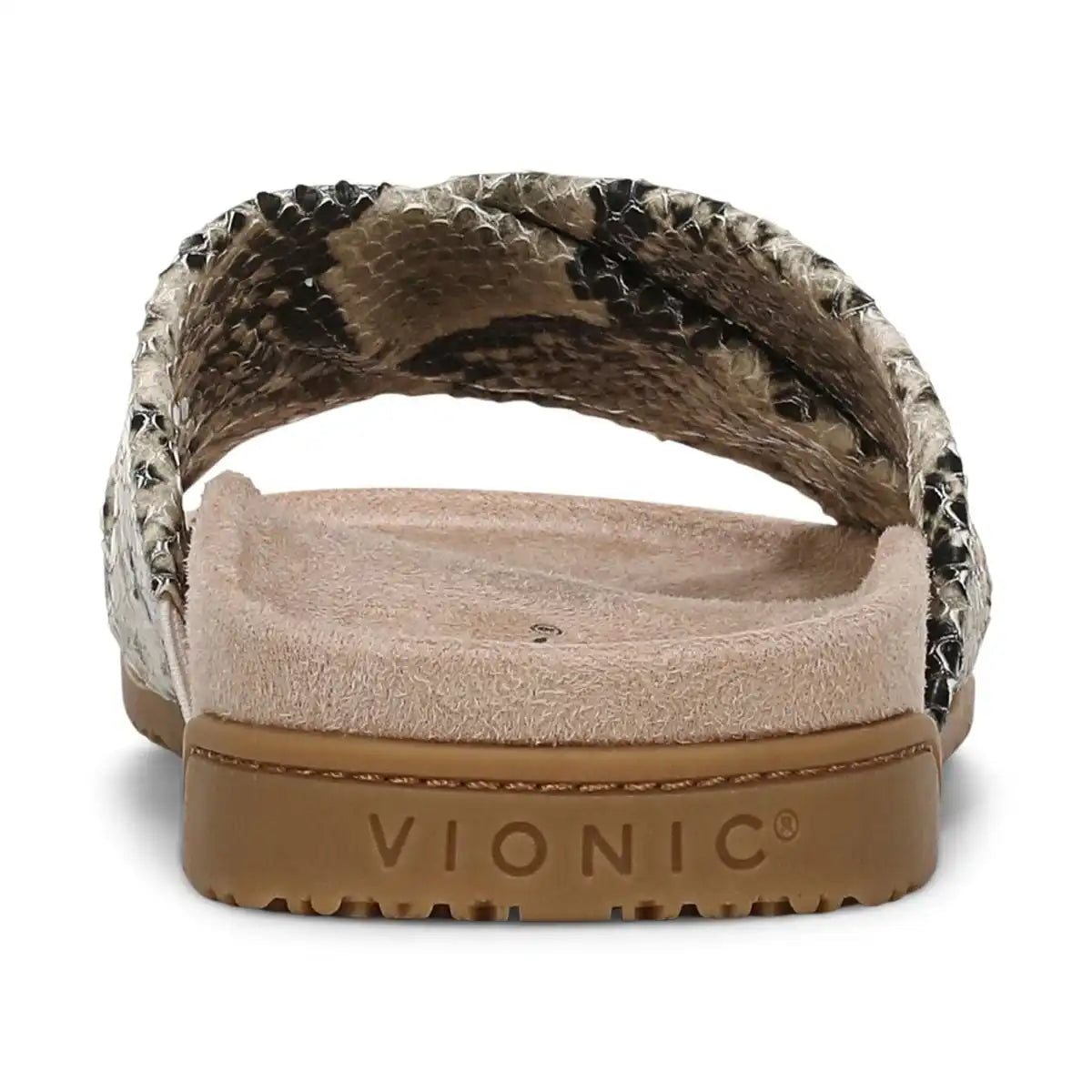 Etna Slide Sandal Cream Snake Print Leather