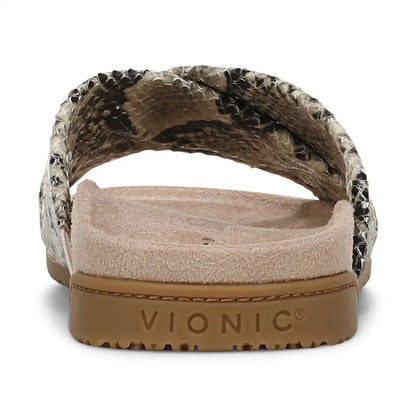 Etna Slide Sandal Cream Snake Print Leather