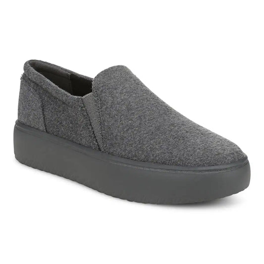 Ellen Platform Slip On Sneaker Dark Grey Wool Flannel