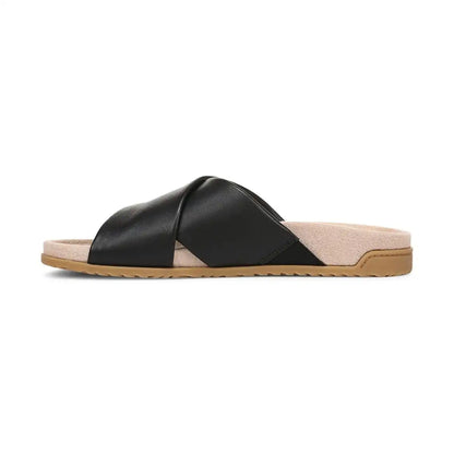 Etna Slide Sandal Black Leather