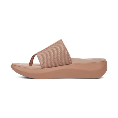 Beach Aqua Platform Toe Post Sandal Mocha Mousse
