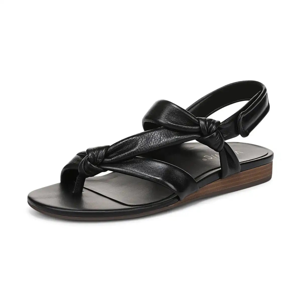 Geneva Strappy Toe Post Sandal Black Leather