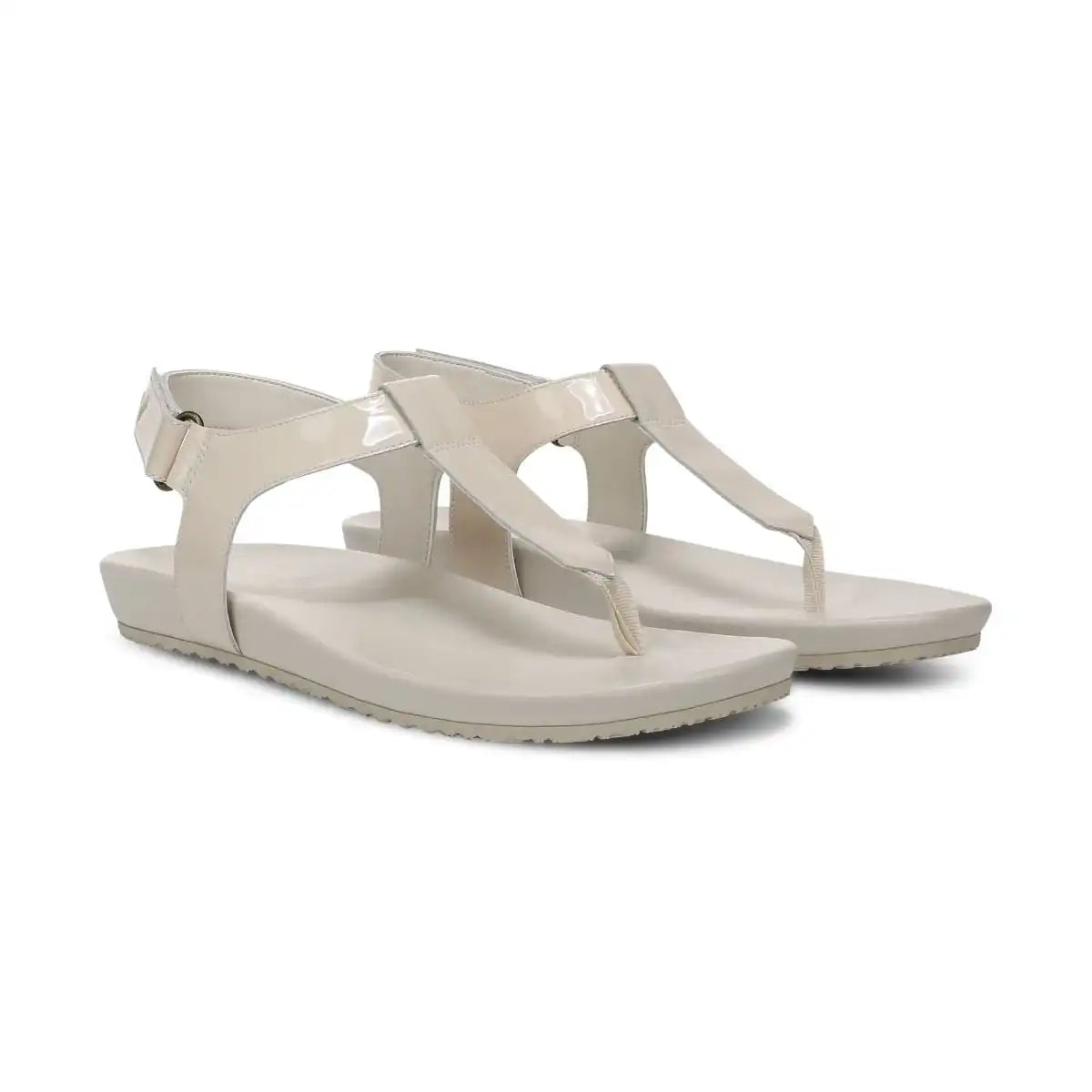 Palisades Toe Post Ankle Strap Sandal Cream Patent