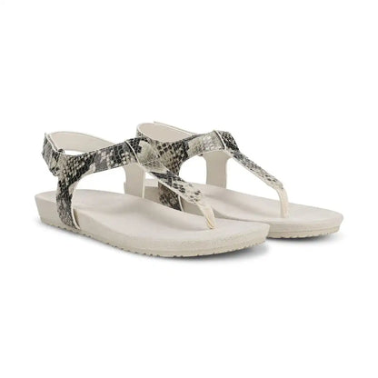 Palisades Toe Post Ankle Strap Sandal Cream Snake Print Leather