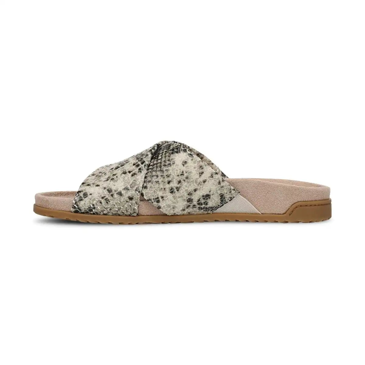 Etna Slide Sandal Cream Snake Print Leather