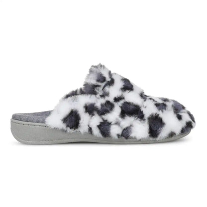 Gemma II Mule Slippers White Leopard Print Fur