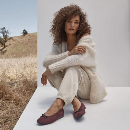 Larissa Wedge Flat Tibetan Red Leather