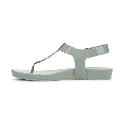 Palisades Toe Post Ankle Strap Sandal Iceberg Green Patent