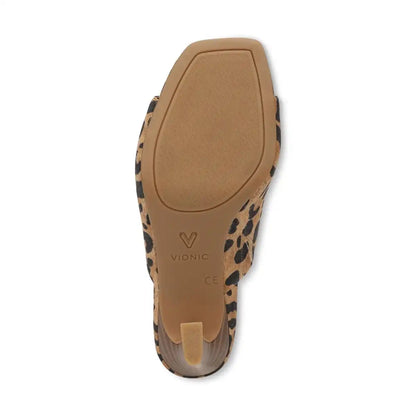 Charlie Heeled Slide Sandal Tan Leopard Print Suede