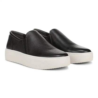 Ellen Platform Slip On Sneaker Black Leather