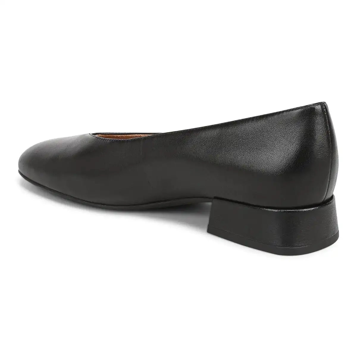 Petra Heeled Ballet Flat Black Leather