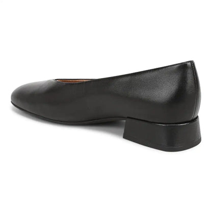 Petra Heeled Ballet Flat Black Leather