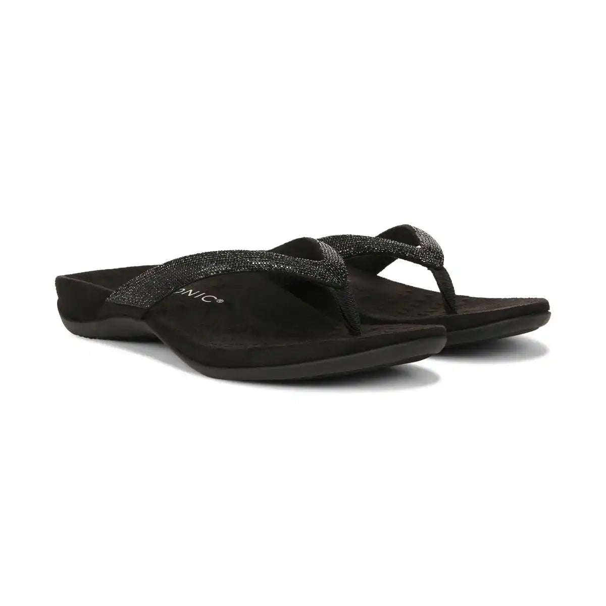 Dillon Shine Toe Post Sandal Black