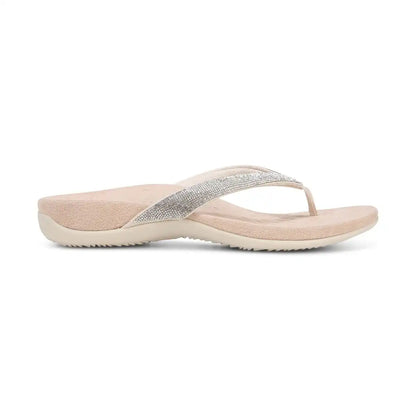 Dillon Shine Toe Post Sandal Cream