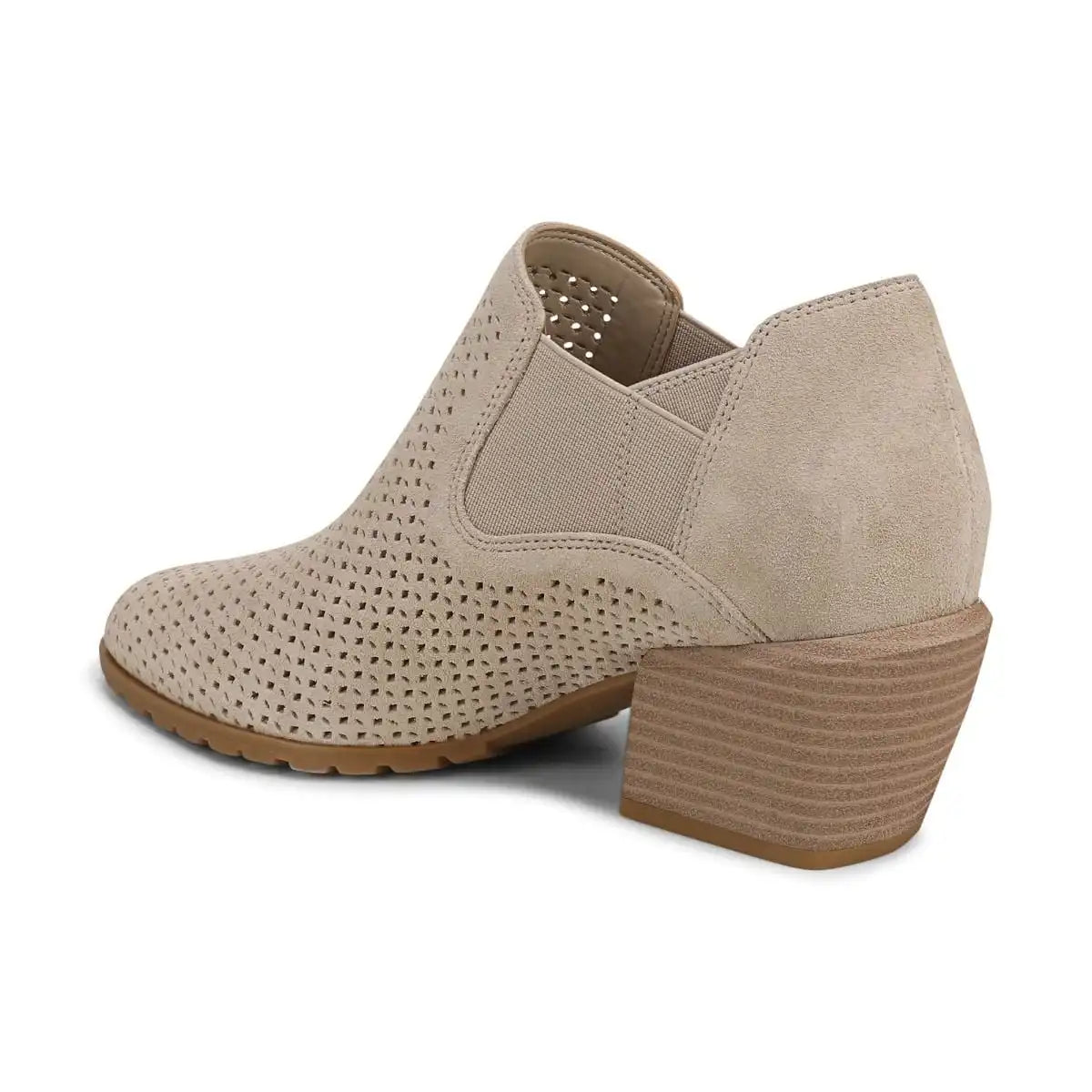 Bethany Perf Heeled Ankle Boot Lucid Beige Suede