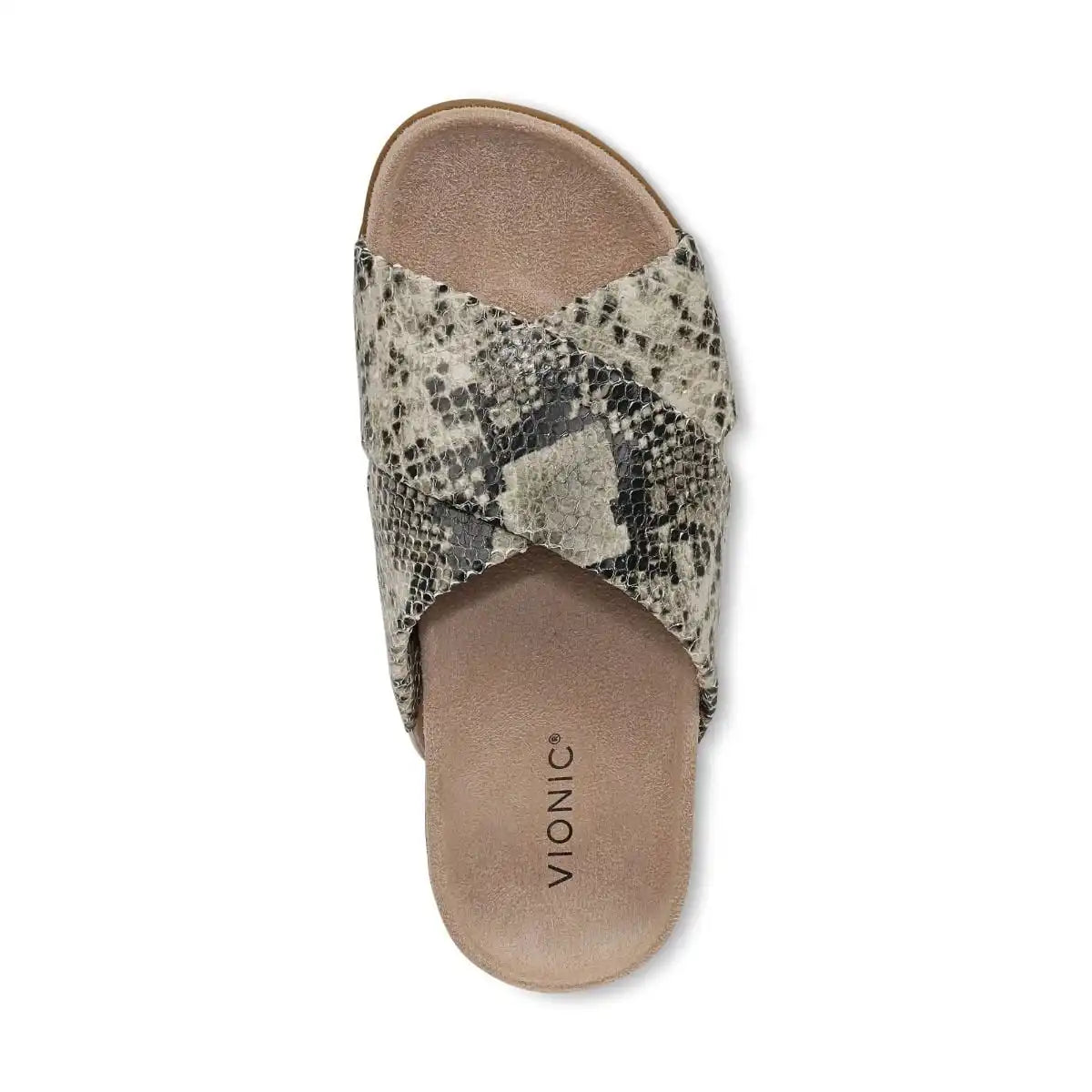 Etna Slide Sandal Cream Snake Print Leather