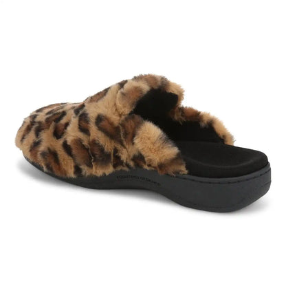 Gemma II Mule Slippers Brown Leopard Print Fur