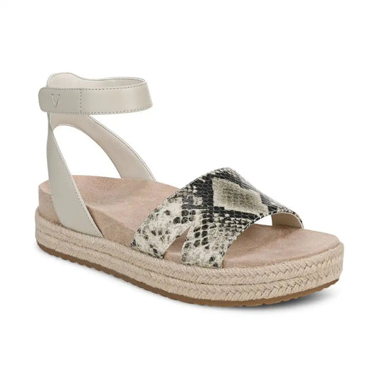 Yucca Espadrille Platform Sandal Cream Snake Print Leather