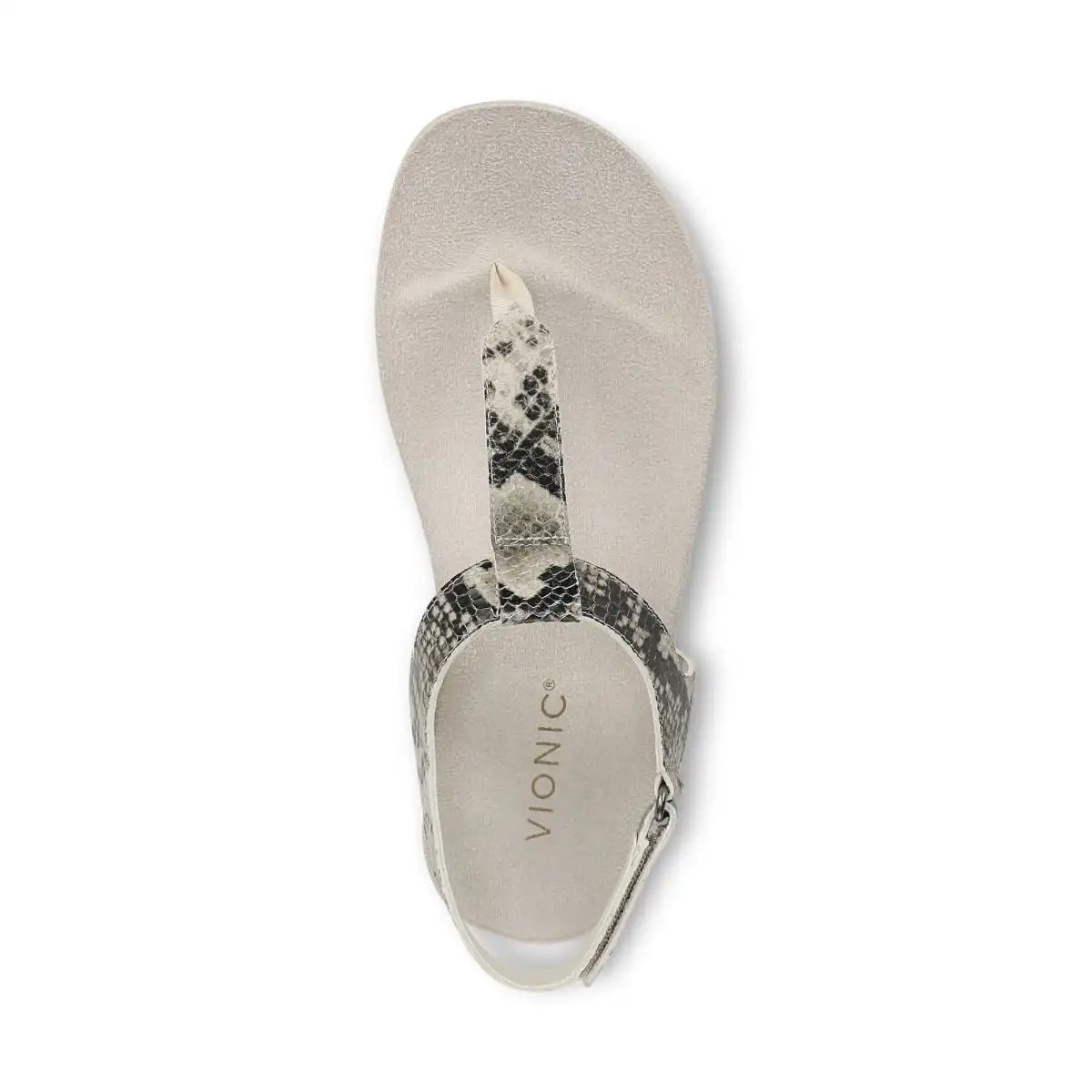 Palisades Toe Post Ankle Strap Sandal Cream Snake Print Leather