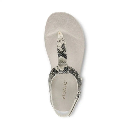 Palisades Toe Post Ankle Strap Sandal Cream Snake Print Leather